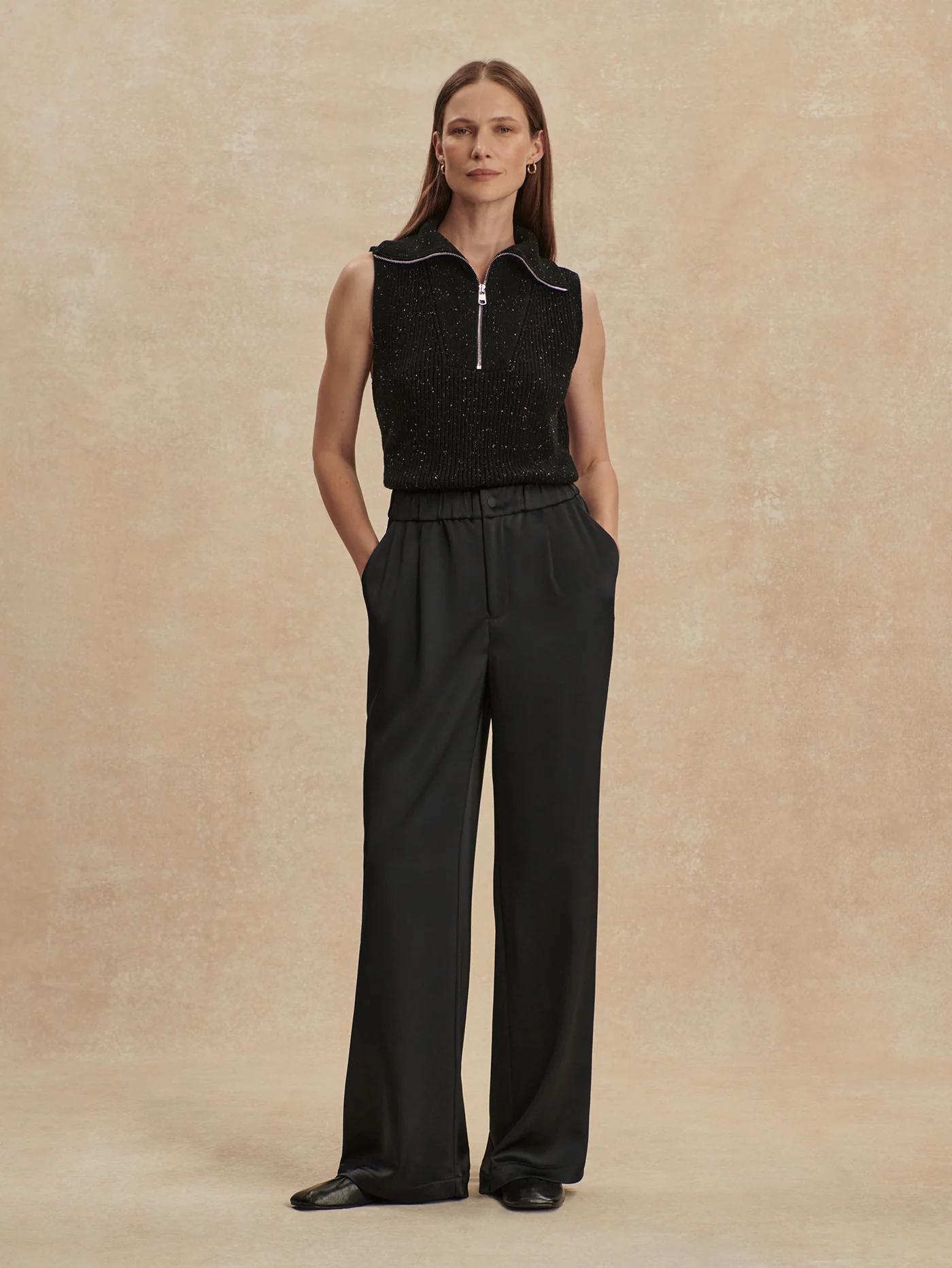 Double Satin Wide-Leg Pant Regular