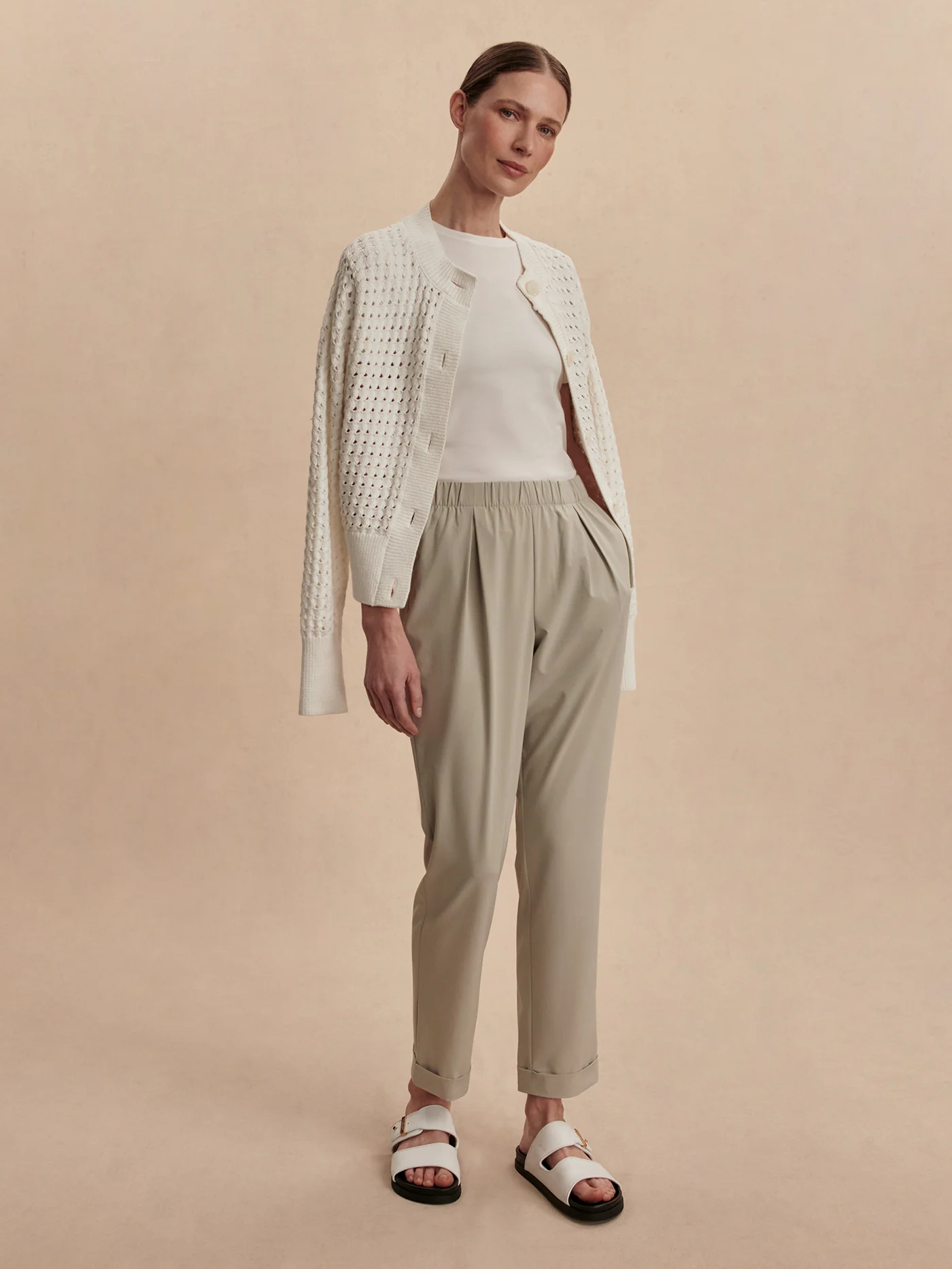 Stretch Lightweave Crop Pleat Travel Pant Regular