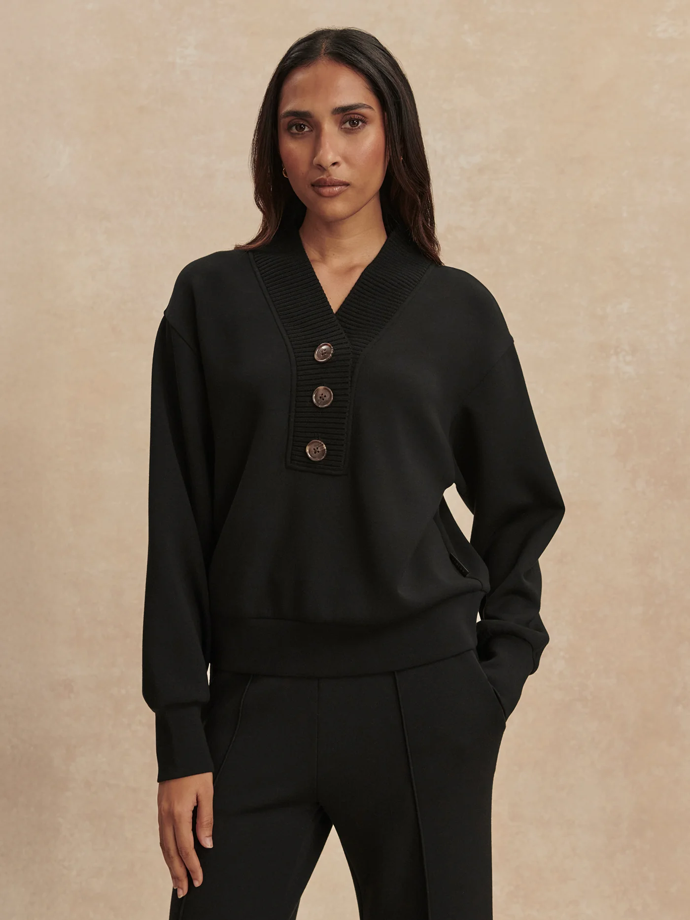 Lucine Button Front Sweat