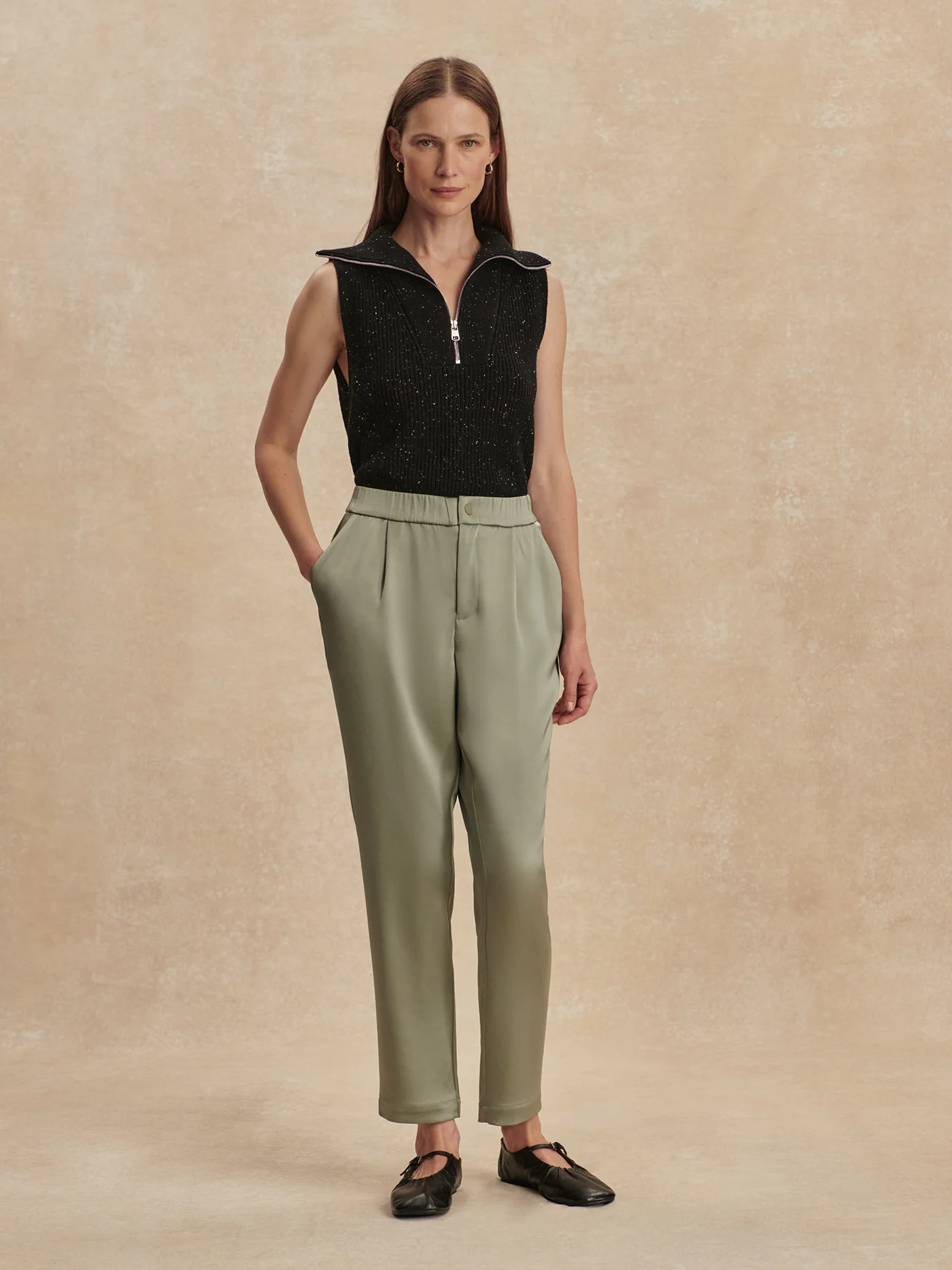 Double Satin Elegant Tapered Trouser Regular