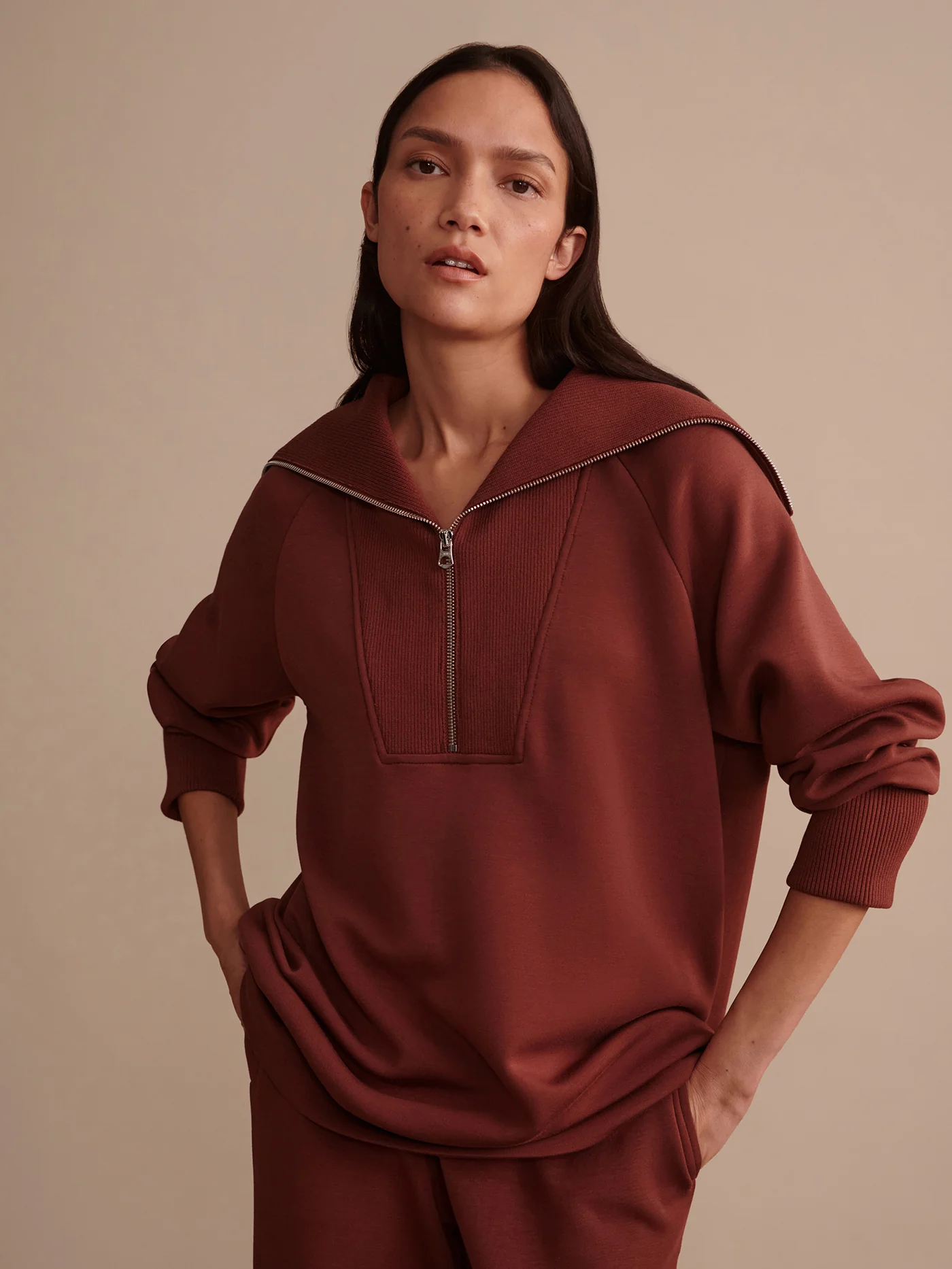 Xina Half-Zip Longline Sweat